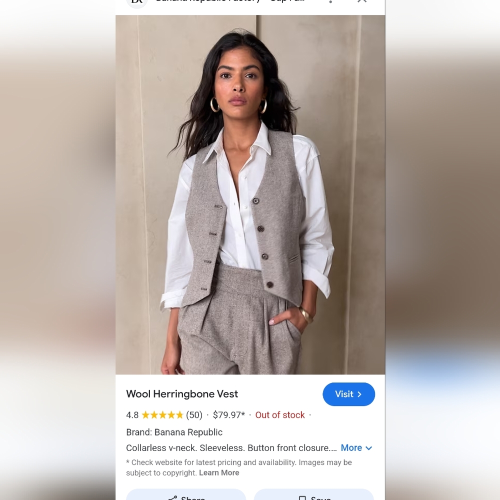 Banana Republic Herringbone Vest and Pants wool blend